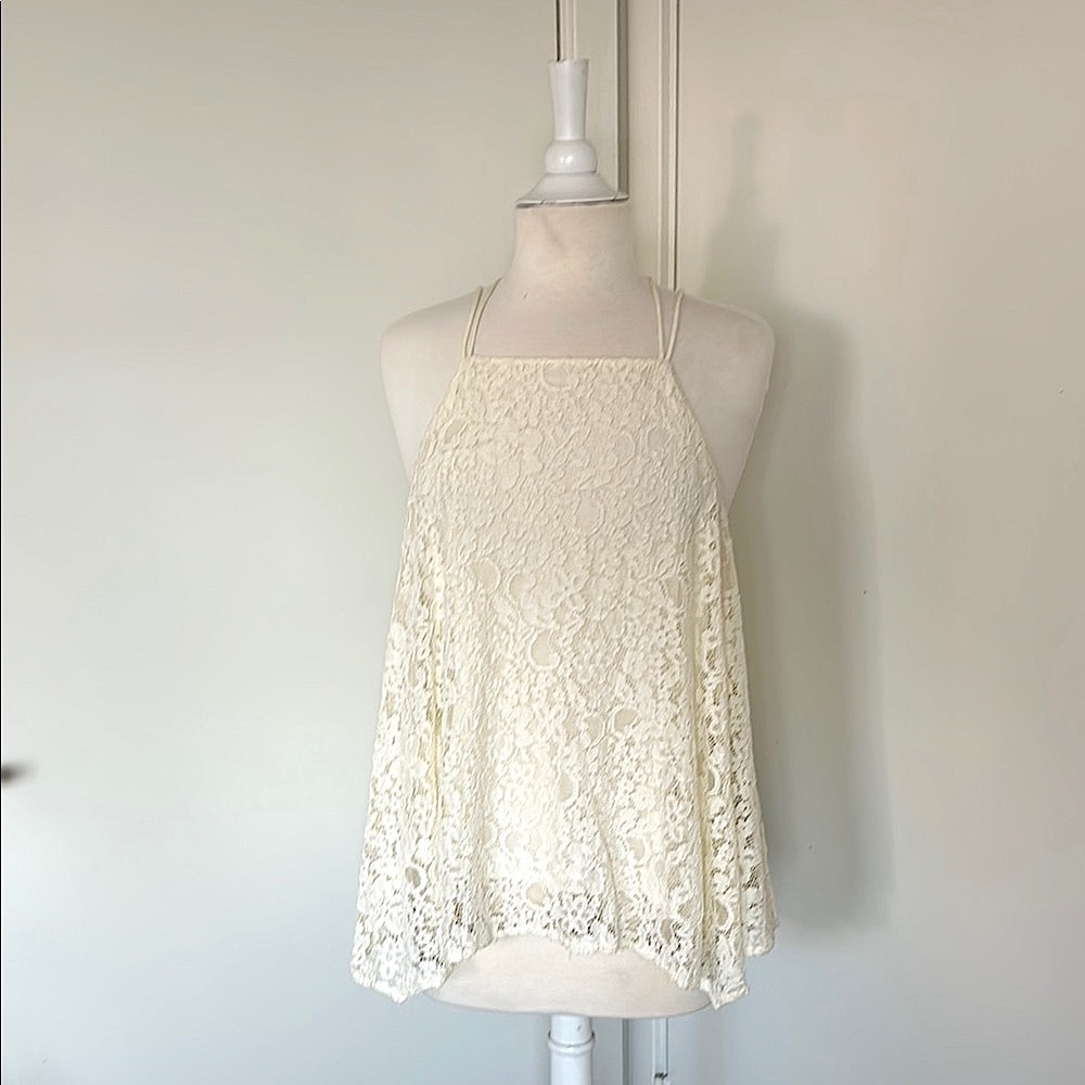 Abercrombie & Fitch Cream Lace Camisole with Relaxed Fit